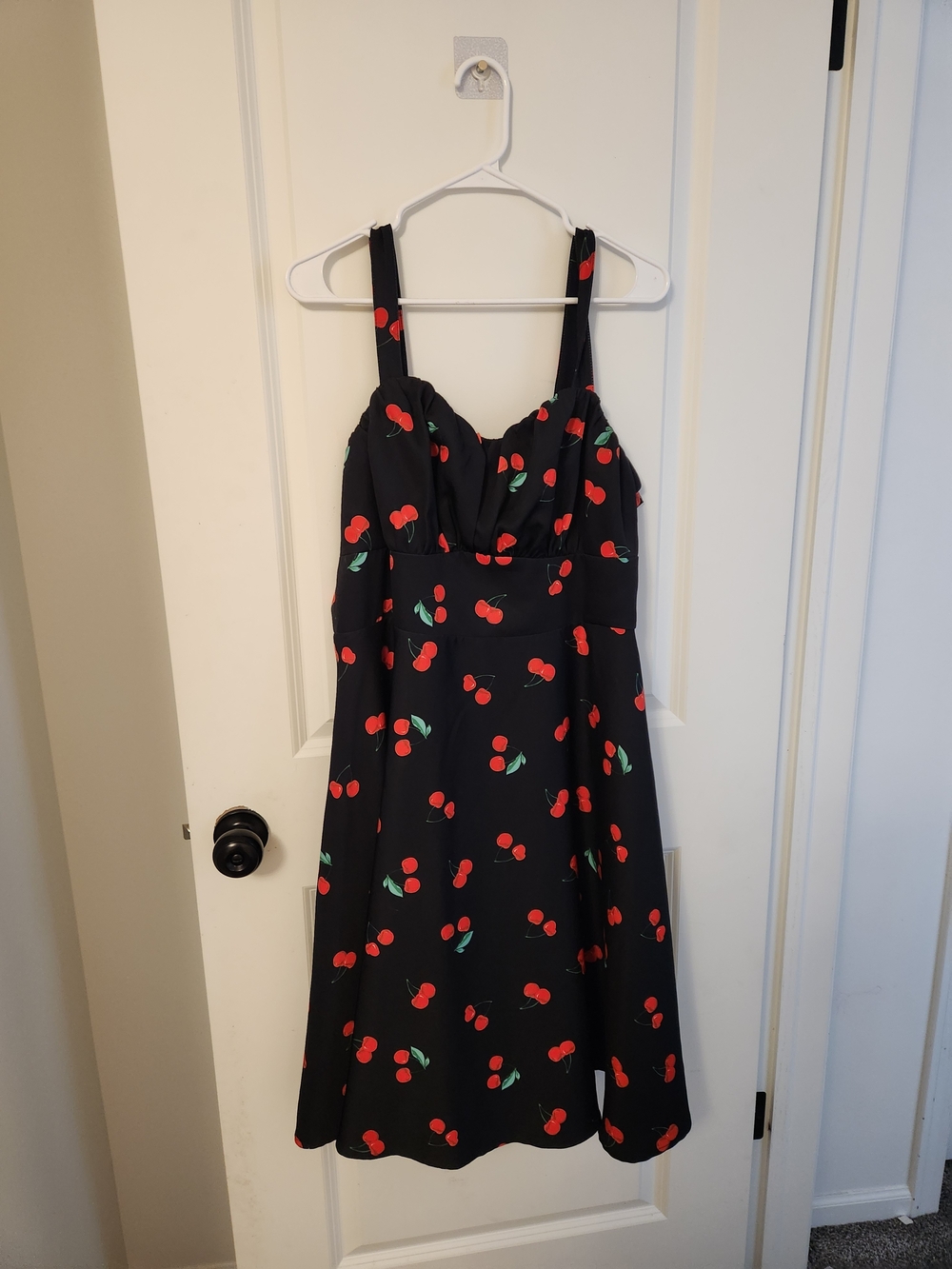 Black Cherry Print Midi Dress